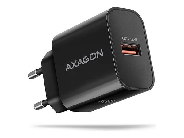 Axagon AXAGON ACU-QC18 lader, 18W vegglader, 1x USB-A port, QC3.0/AFC/Apple, svart