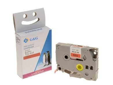 G&G 5T431-TD, Röd, Svart, Brother, Brother PTouch 1010 Brother PTouch 1280 Brother PTouch 18R Brother PTouch 2100VP Brother PTouch..., 1,2 cm, 8 m