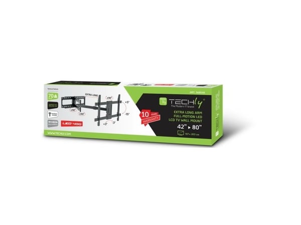 TECHly - Monteringssats (väggfäste) - fullständig rörelse - för LCD-display - extra lång - svart - skärmstorlek: 42"-80"