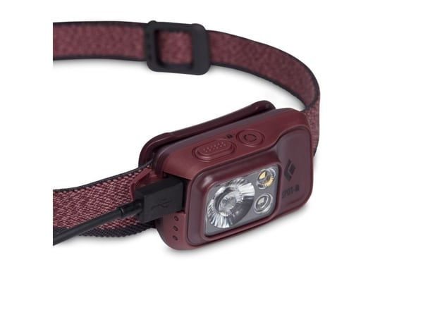 Black Diamond Spot 400-R, Taskulamppu otsanauhalla, Bordeaux, Painikkeet, 1 m, IP67, 400 lm