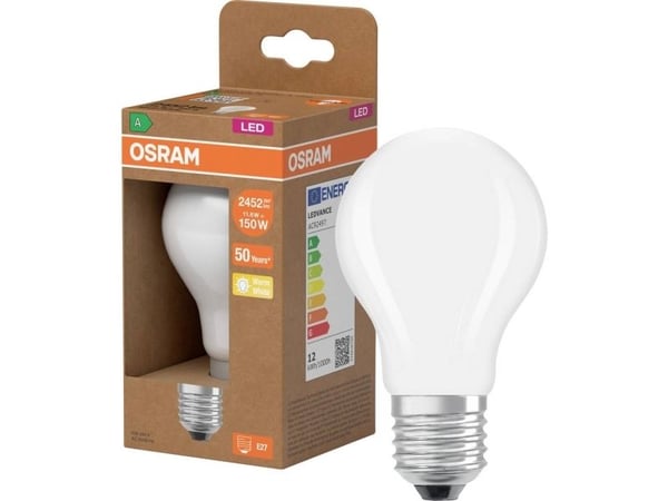 OSRAM HOMELIGHTING 4058075839182 LED (RGB)-pære EEK A E27 pæreform 11,6 W = 150 W varm hvit (Ø x H) 70 x 70 mm 1 stk