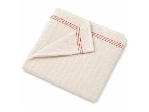 Disktrasa räffelvävd 36x32 cm Öko-tex vit/röd oblekt, 1 st