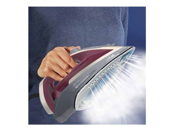 Tefal Ultragliss Plus FV6840E0 - Ångstrykjärn med automatisk avstängning - sula Durilium Airglide - 2800 W - körsbärsröd/grå