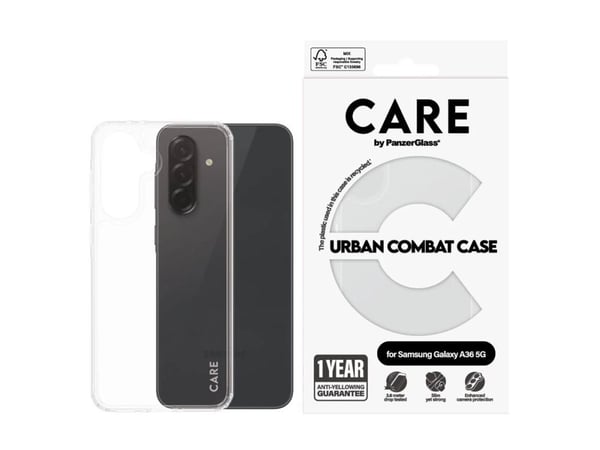 PanzerGlass CARE™ by ® Urban Combat Case Transparent Samsung Galaxy A36 5G, Suojus, Samsung, Samsung - Galaxy A36 5G, Läpinäkyvä