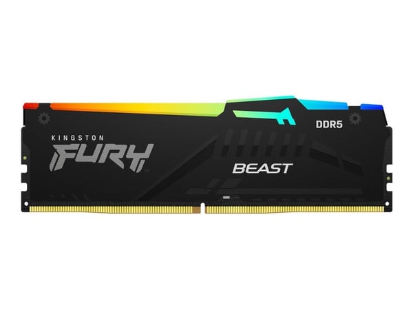 Kingston FURY Beast RGB - DDR5 - sett - 32 GB: 2 x 16 GB - DIMM 288-pin - 6400 MHz / PC5-51200 - CL32 - 1.4 V - ikke-bufret - on-die ECC - svart