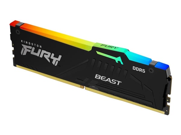 Kingston FURY Beast RGB - DDR5 - sett - 32 GB: 2 x 16 GB - DIMM 288-pin - 6400 MHz / PC5-51200 - CL32 - 1.4 V - ikke-bufret - on-die ECC - svart