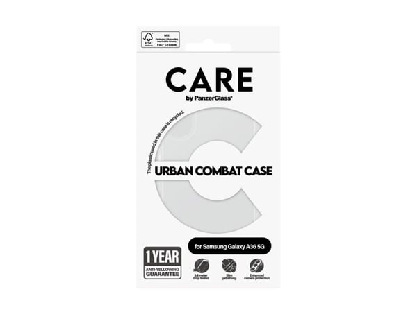 PanzerGlass CARE™ by ® Urban Combat Case Transparent Samsung Galaxy A36 5G, Suojus, Samsung, Samsung - Galaxy A36 5G, Läpinäkyvä