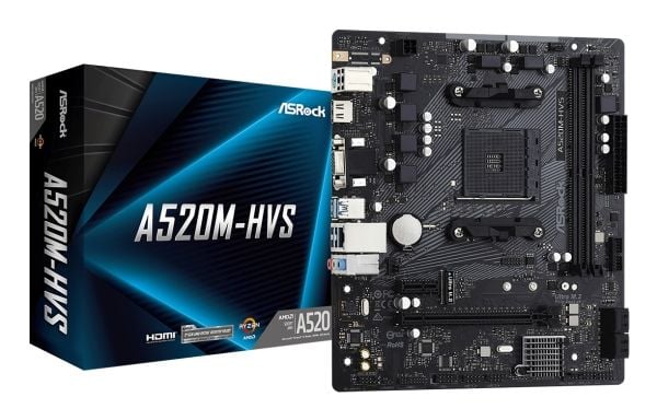 Asrock A520M-HVS, AMD, Stik AM4, 3. sukupolven AMD Ryzen™ 3, 3. sukupolven AMD Ryzen 5, 3. sukupolven AMD Ryzen™ 7, 3. sukupolven..., DDR4-SDRAM, 6...
