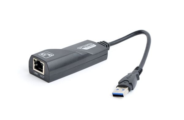 Gembird NIC-U3-02, langallinen, USB, Ethernet, 1000 Mbit/s, musta