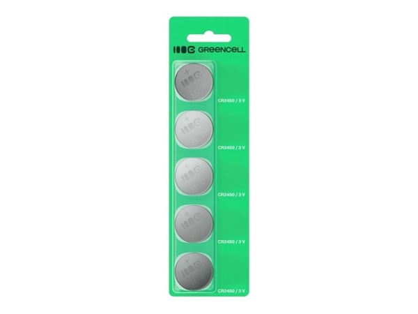 Green Cell Green Cell Green Cell Greencell-blisterpakning inneholder 5 litiumbatterier CR2450 3V 600mAh til nøkler, klokker, fjernkontroller, vekter