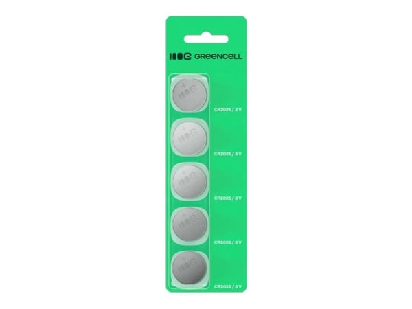 5x CR2025 litiumbatteri CR 2025 3V 160mAh Greencell knappcellebatteri Blister