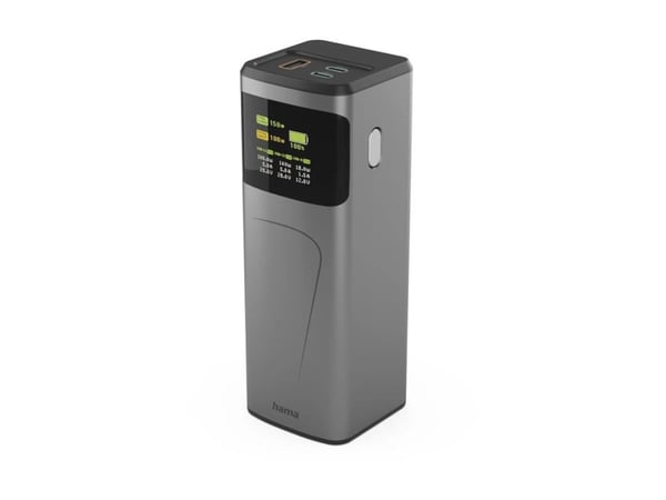 Hama High Power - Strømbank - DC 5 / 9 / 12 / 15 / 20 V - 150 watt - litiumion - 24000 mAh - utgangskontakter: 3 - pistolmetallgrå