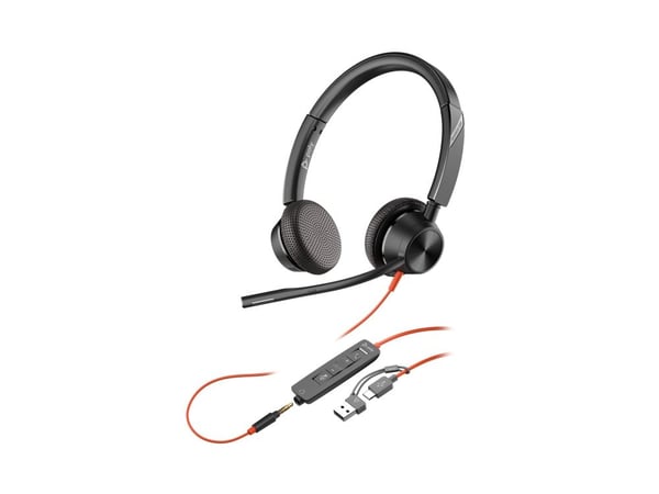 HP Poly Blackwire 3325 - Blackwire 3300 series - headset - på örat - kabelansluten - 3,5 mm kontakt, USB-C - svart - UC-certifierad
