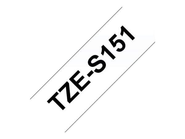 Brother TZe-S151 - Ekstra sterk adhesiv - svart på blank - Rull (2,4 cm x 8 m) 1 kassett(er) laminert teip - for Brother PT-D600, P750, P950; P-Tou...