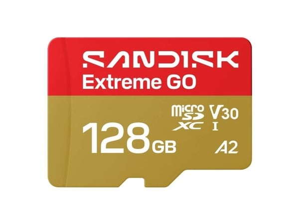 SanDisk Extreme Go - Flash-minneskort - 128 GB - A2 / Video Class V30 / UHS-I U3 - microSDHC UHS-I