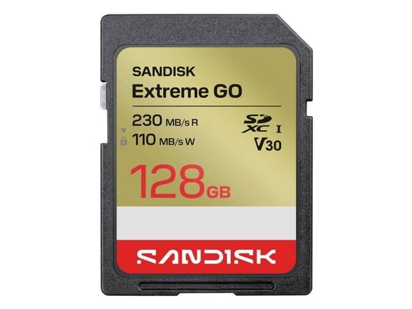 SanDisk Extreme Go - Flashminnekort - 128 GB - Video Class V30 / UHS-I U3 - SDXC UHS-I