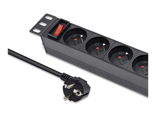 PDU-virtaliuska 10" telineeseen | 1U | 16A | 4xFrench | 1.8m PDU-virtaliuska 10" telineeseen | 1U | 16A | 4xFrench | 1.8m