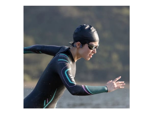 SHOKZ OpenSwim Pro - Hörlurar med mikrofon - öppet öra - montering bakom nacken - Bluetooth - trådlös - grå