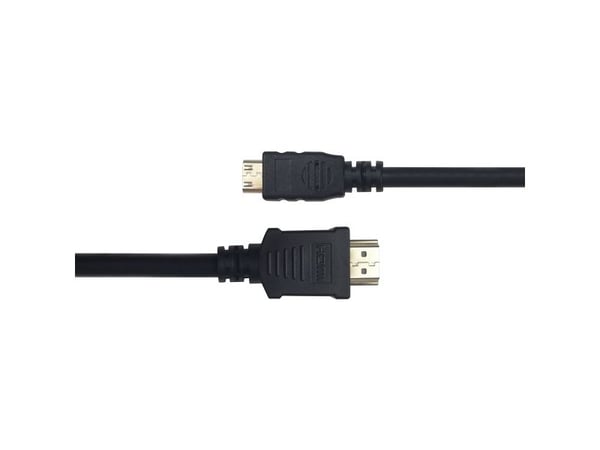 Deltaco HDMI - mini HDMI cable, 2m, black, 2 m, HDMI-tyyppi A (vakio), HDMI Type C (Mini), 3840 x 2160 pikseliä, 18 Gbit/s, Musta