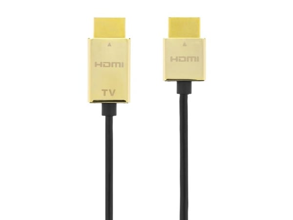 Deltaco Erittäin ohut nopea HDMI-kaapeli Ethernetillä, 5 m, musta/kulta, 5 m, HDMI-tyyppi A (vakio), HDMI-tyyppi A (vakio), 3840 x 2160 pikseliä, 1...