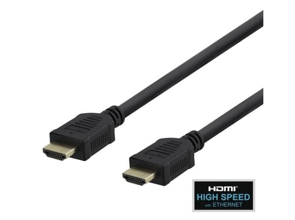 Deltaco Nopea HDMI-kaapeli Ethernetillä, 5 m, musta, 5 m, HDMI-tyyppi A (vakio), HDMI-tyyppi A (vakio), 3840 x 2160 pikseliä, 10,2 Gbit/s, Musta