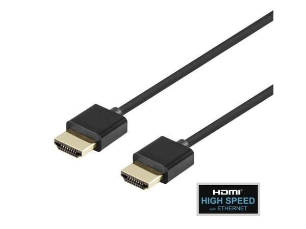 Deltaco Erittäin ohut nopea HDMI-kaapeli Ethernetillä, 2 m, musta, 2 m, HDMI-tyyppi A (vakio), HDMI-tyyppi A (vakio), 3840 x 2160 pikseliä, 18 Gbit...