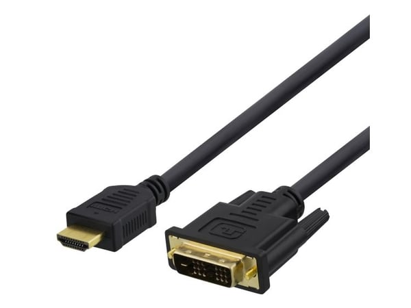 Deltaco HDMI / DVI-D-kaapeli, 1 m, musta, 1 m, HDMI-tyyppi A (vakio), DVI-D, 1920 x 1080 pikseliä, Musta