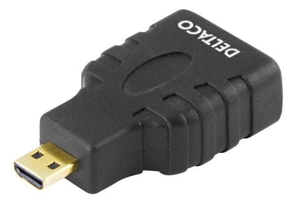 Deltaco HDMI- til mikro-HDMI-adapter, svart, HDMI Type A (Standard), HDMI Type D (Mikro), 3840 x 2160 piksler, Svart