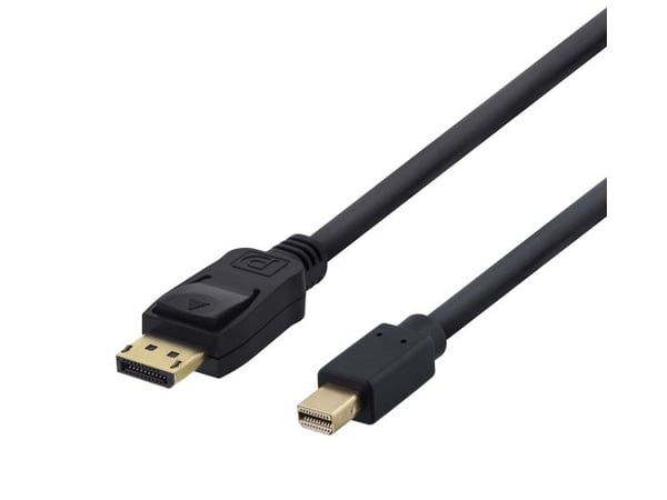 Deltaco Mini DisplayPort / DisplayPort -kaapeli, DP 1.2, HBR, 1 m, musta, 1 m, DisplayPort, Mini DisplayPort, Uros, Uros, 3840 x 2160 pikseliä