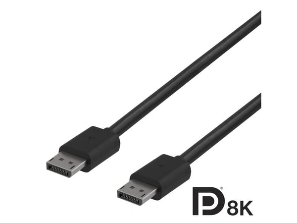 DELTACO - DisplayPort-kabel - DisplayPort (hann) til DisplayPort (hann) - DisplayPort 1.4 - 3 m - 8 K 60 Hz (7680 x 4320) støtte, opptil 32,4 Gbps-...