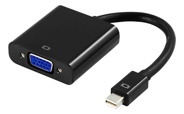 DELTACO - Videokort - Mini DisplayPort (hane) till 15 pin VGA (hona) - 20 cm - aktiv, stöd för 1920 x 1080 vid 60 Hz - svart