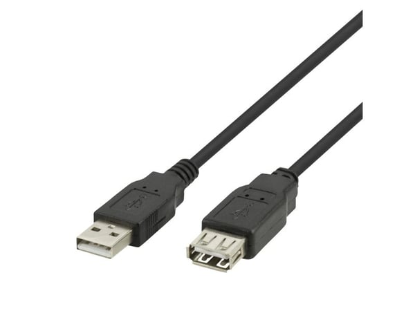 DELTACO - USB-förlängningskabel - USB (hane) till USB (hona) - USB 2.0 - 1 m - svart