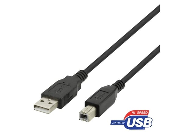 DELTACO - USB-kabel - USB (hane) till 5-stifts USB typ B (hane) - USB 2.0 - 0.5 A - 2 m - svart