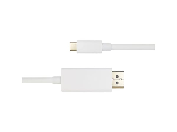 DELTACO - Adapterkabel - 24 pin USB-C (hane) till DisplayPort (hane) - 1 m - 4K60Hz (3840 x 2160) stöd - vit