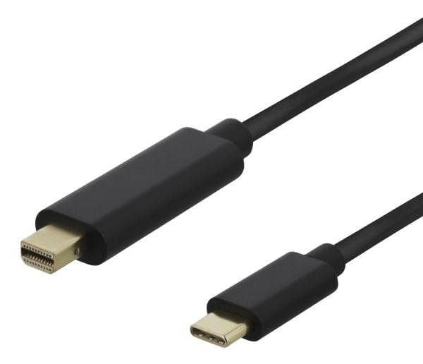 DELTACO - Adapterkabel - USB-C (hann) til Mini DisplayPort (hann) - DisplayPort 1.2 - 1 m - aktiv, støtte for 4K 60 Hz (3840 x 2160), støtte for 10...