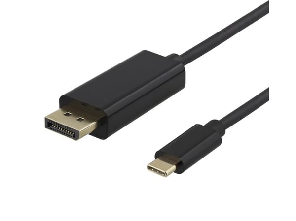 DELTACO - Adapterkabel - USB-C (hane) till DisplayPort (hane) - DisplayPort 1.2 - 2 m - aktiv, 1080p stöd 240 Hz, 4K60Hz UHD-stöd - svart