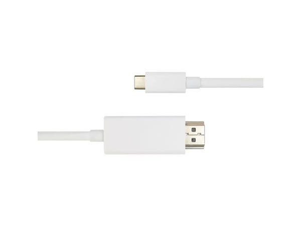 DELTACO - Adapterkabel - USB-C hann til HDMI hann - 2 m - hvit - støtte for 4K 60 Hz (3840 x 2160)