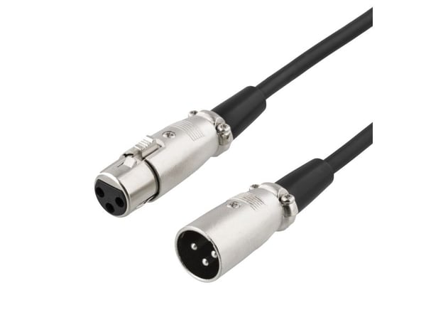 Deltaco XLR-äänikaapeli, 3-nastainen, 26 AWG, 2 m, musta, XLR, Uros, XLR, Naaras, 2 m, Musta