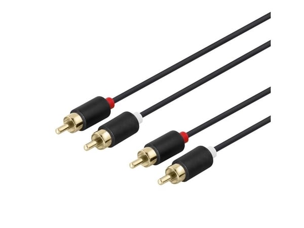 DELTACO - Lydkabel - RCA x 2 hann til RCA x 2 hann - 5 m - svart