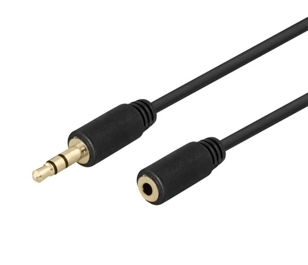 DELTACO - Lydforlengelseskabel - 3,5 mm telefonjakk hunn til 3,5 mm telefonjakk hann - 2 m - svart