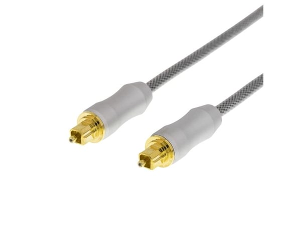 DELTACO - Digial audiokabel (optisk) - SPDIF - TOSLINK hane till TOSLINK hane - 3 m - fiberoptisk - svart, silver