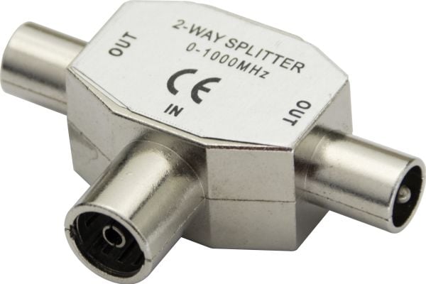 DELTACO - Fordeler for TV - 2-way, fully shielded - sølv