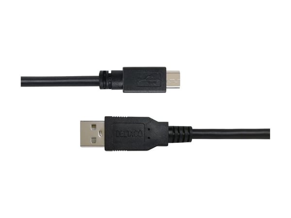 DELTACO - USB-kabel - Micro-USB typ B (hane) till USB (hane) - USB 2.0 - 0.5 A - 2 m - ladda och synka - svart