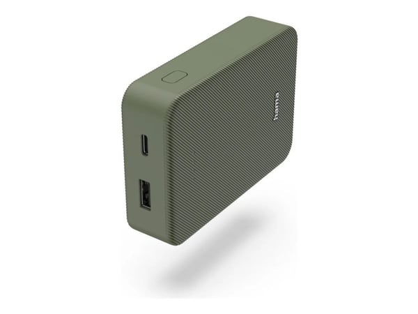Hama Colour 10 - Power bank - 10000 mAh - 37 Wh - 3 A - Fast Charge - 2 utdatakontakter (USB, USB-C) - på kabel: USB-C - grön