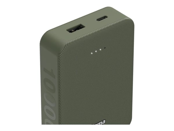 Hama Colour 10 - Power bank - 10000 mAh - 37 Wh - 3 A - Fast Charge - 2 utdatakontakter (USB, USB-C) - på kabel: USB-C - grön