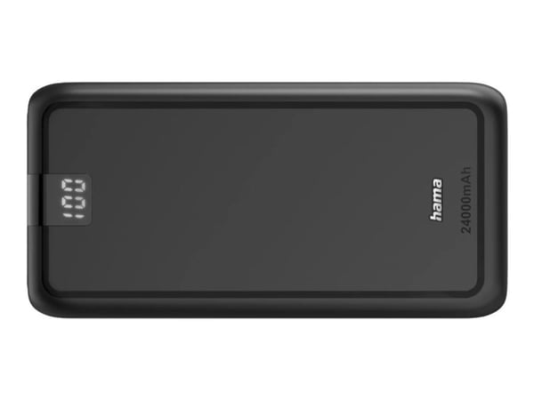 Hama Performance 24 - Power bank - 24000 mAh - 88.8 Wh - 3 A - Fast Charge - 3 utdatakontakter (2 x USB, USB-C) - på kabel: USB-C - antracit