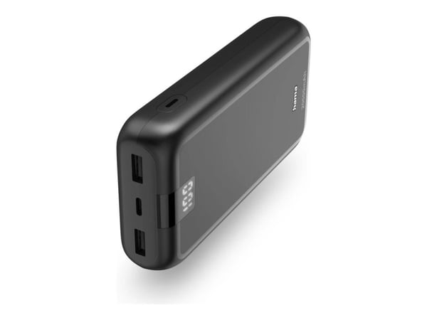 Hama Performance 20 - Strømbank - 20000 mAh - 74 Wh - 3 A - Fast Charge - 3 utgangskontakter (2 x USB, USB-C) - på kabel: USB-C - antrasitt