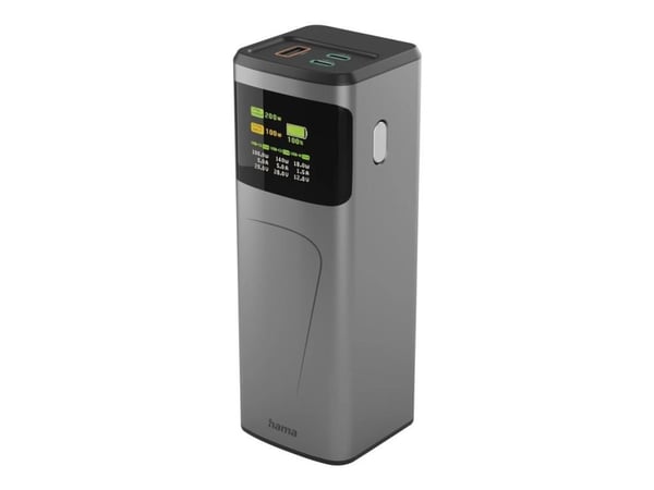 Hama High Power, 24000 mAh, litium-ioni (Li-Ion), Power Delivery 3.0, pikalataus 3.0, 200 W, harmaa
