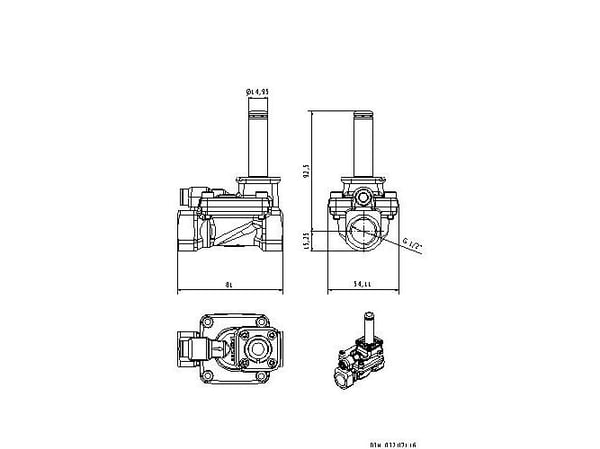 Danfoss 032U7116, mässing, 1,5 cm, EV220B, DNVGL-CG-0339 UA