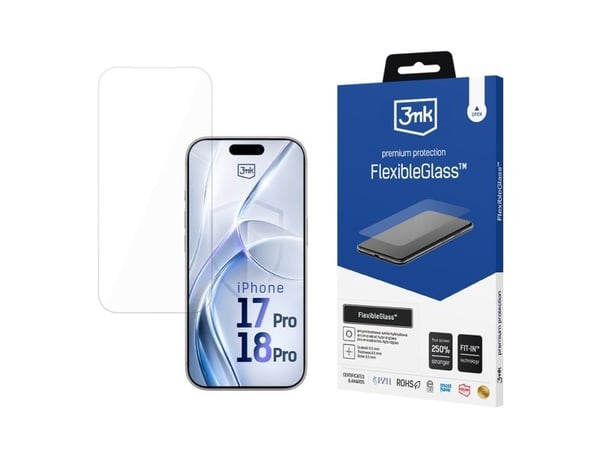 3mk FlexibleGlass - Skärmskydd för mobiltelefon - splitterskydd - glas - för Apple iPhone 17 Pro